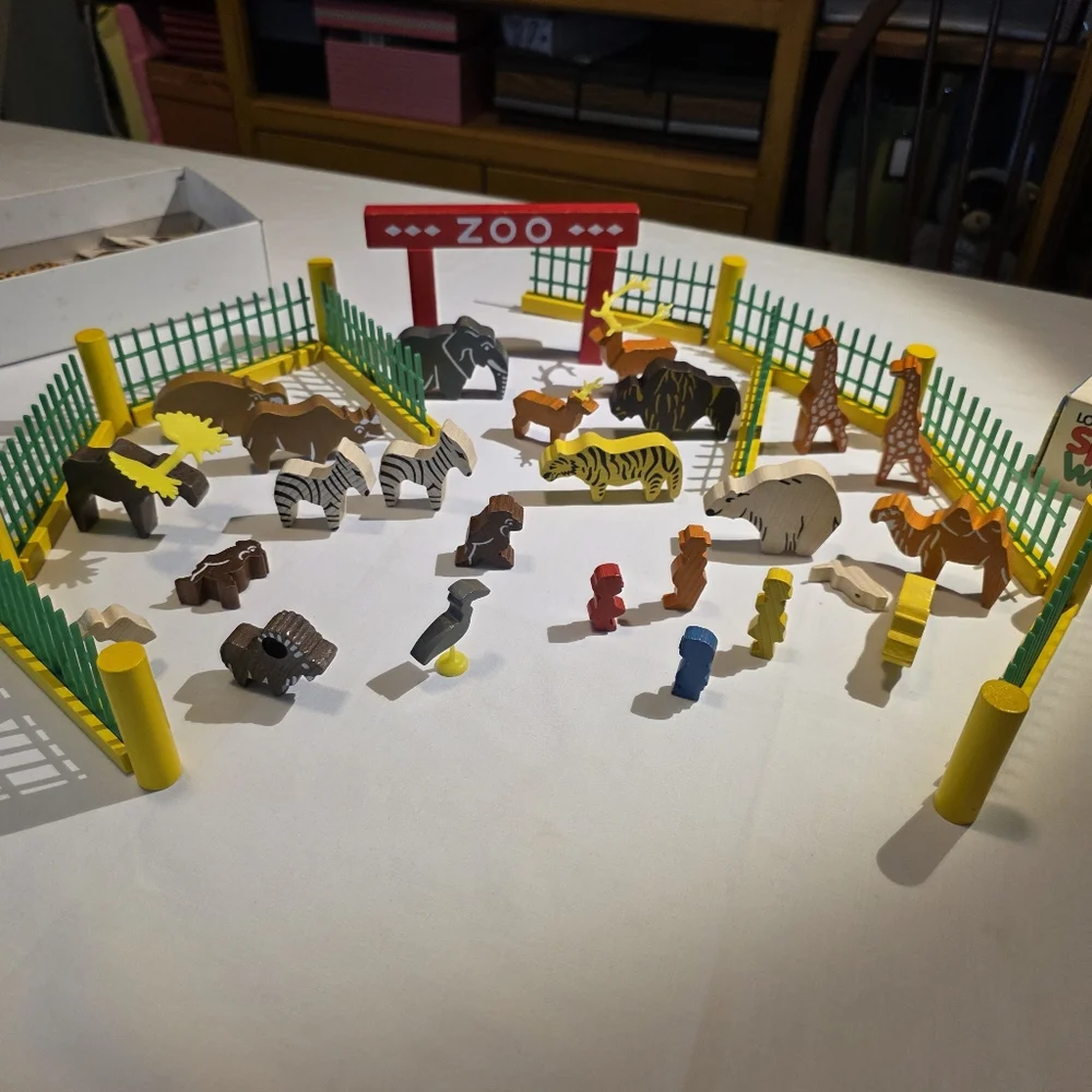 Vintage Lorenz Spiel Welt Wooden Zoo Set West Germany Tierpark Wood Toy Animals